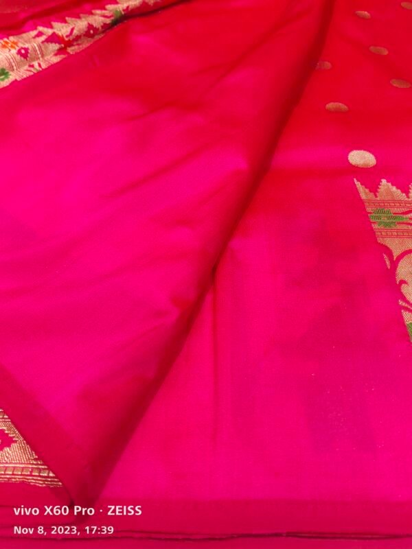 Pink Banarasi Silk Handloom saree - Image 2