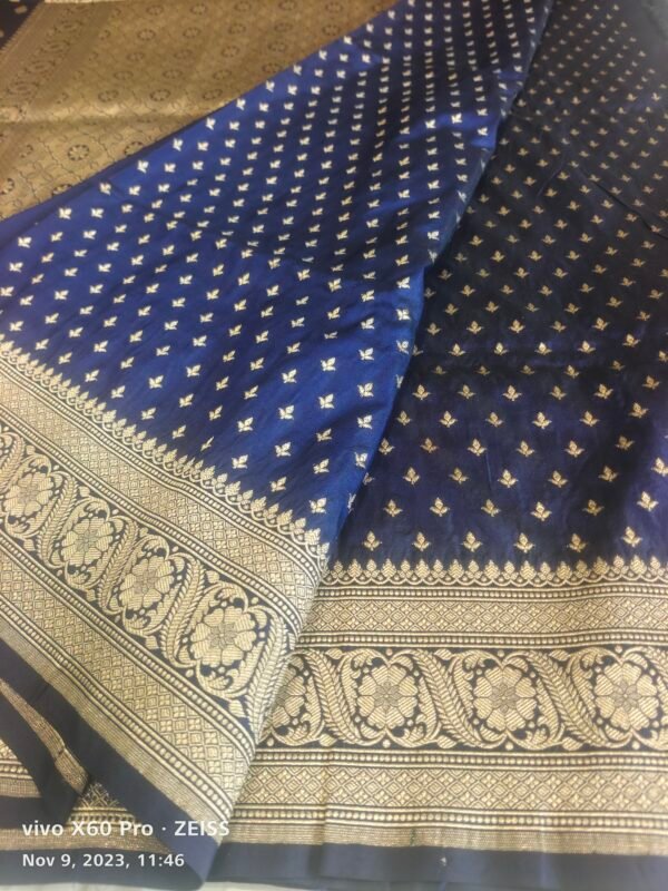 Blue Banarasi Silk Handloom saree - Image 2