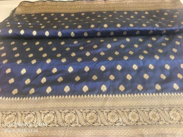 Blue Banarasi Silk Handloom saree - Image 3