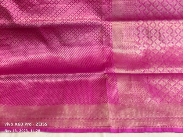 Pink Banarasi Silk Handloom saree - Image 2