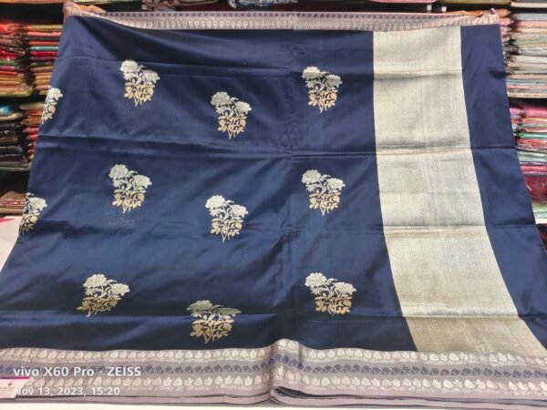 navy blue banarasi saree
