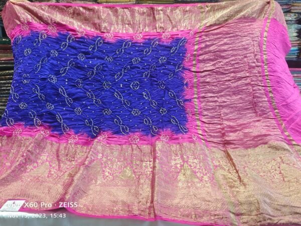 Blue Bandhani Silk Saree