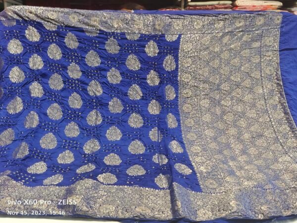 Blue Bandhani Silk Saree