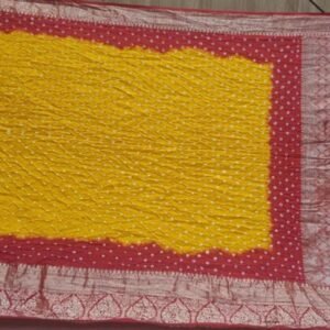 Yellow Bandhani Silk Saree