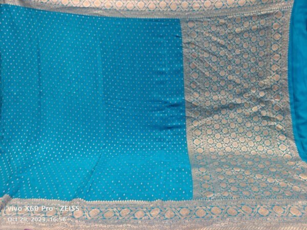 Blue Banarasi Crepe Silk Saree