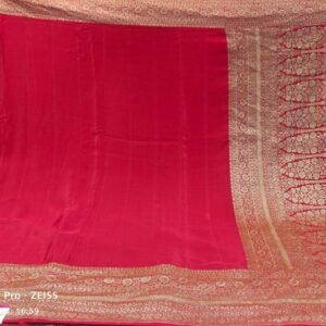 Red Banarasi Crepe Silk Saree