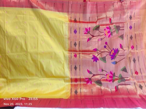 Yellow Paithani Silk Handloom Saree