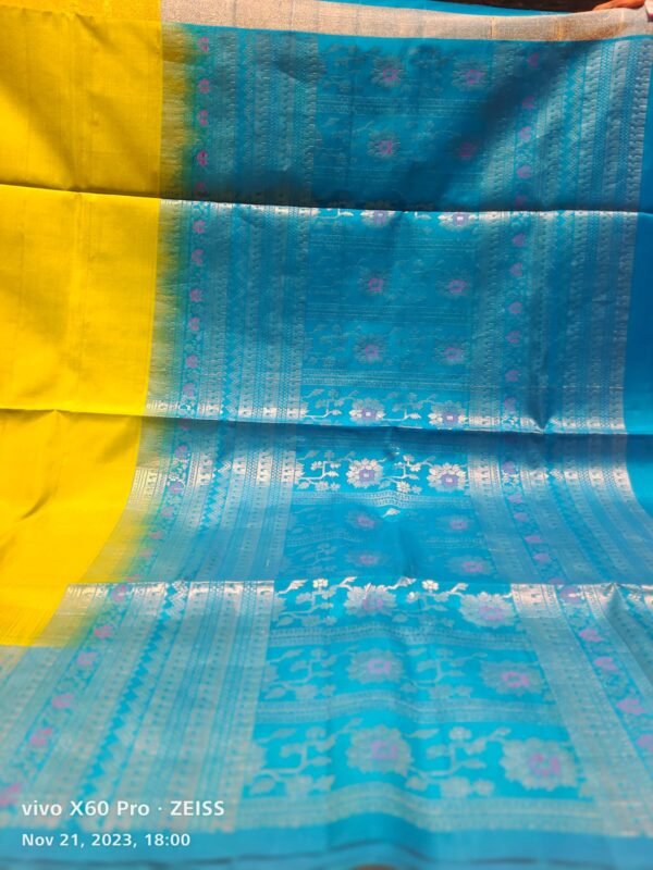 Yellow Coimbatore Silk  Handloom Saree - Image 2