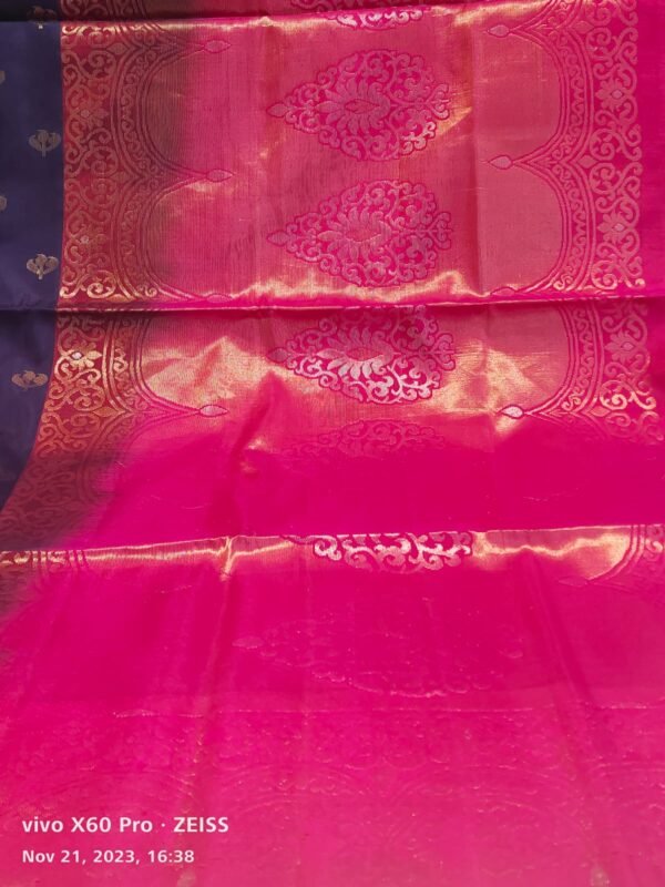 Blue Coimbatore Silk  Handloom Saree - Image 2