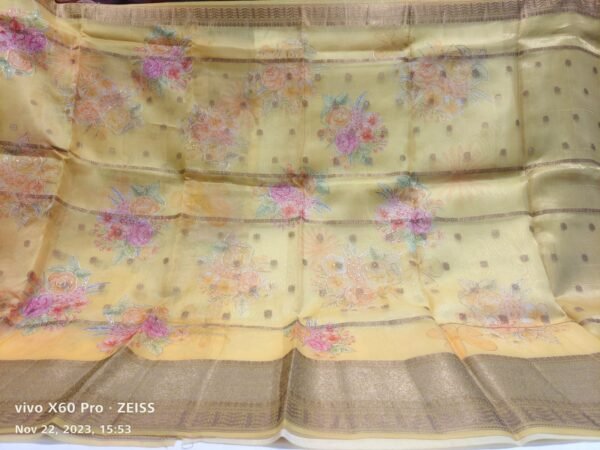 Yellow Organza Banarasi Saree