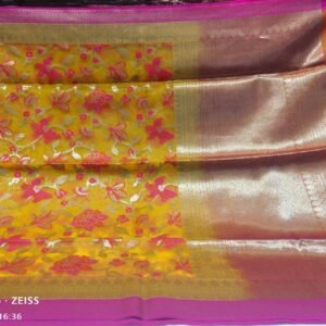 Yellow Organza Banarasi Saree