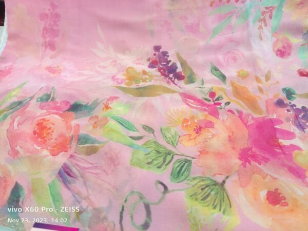 Pink Pure Chiffon Saree - Image 2