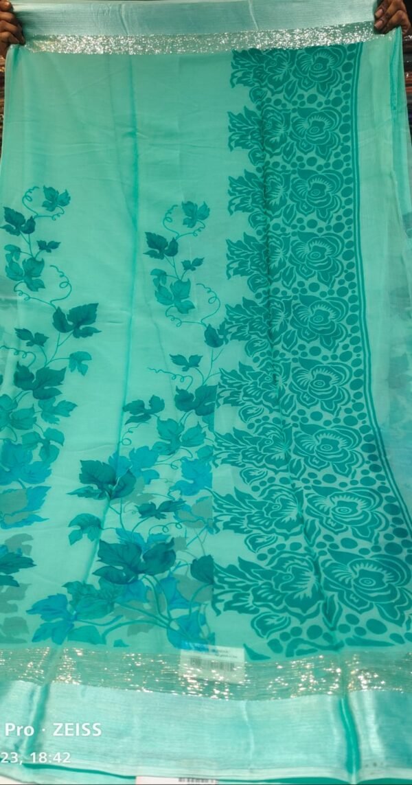 Green Semi chiffon Saree