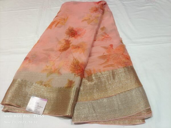 Pink Semi chiffon Saree - Image 4