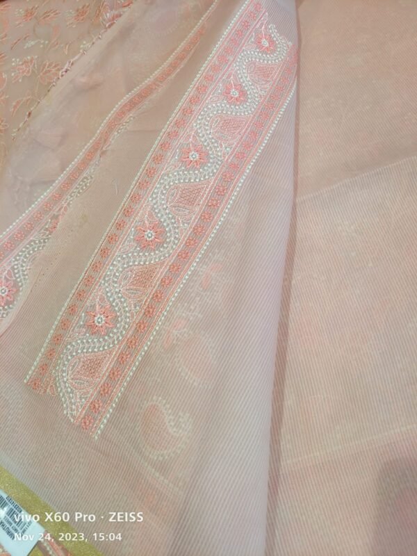 Cream Organza Banarasi Saree - Image 2