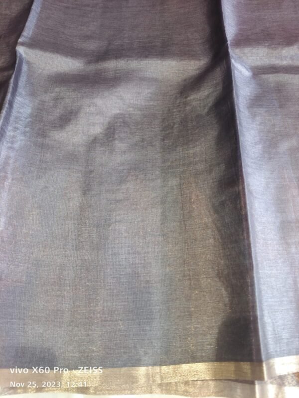 Grey Banarasi Tussar Saree - Image 3