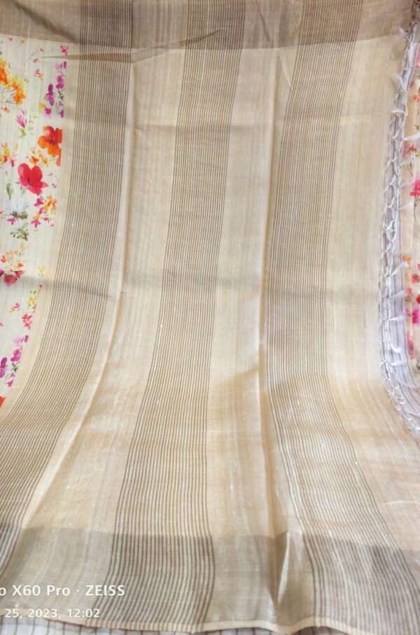 White Banarasi Tussar Saree - Image 2