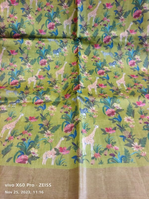 Green Banarasi Tussar Saree - Image 2