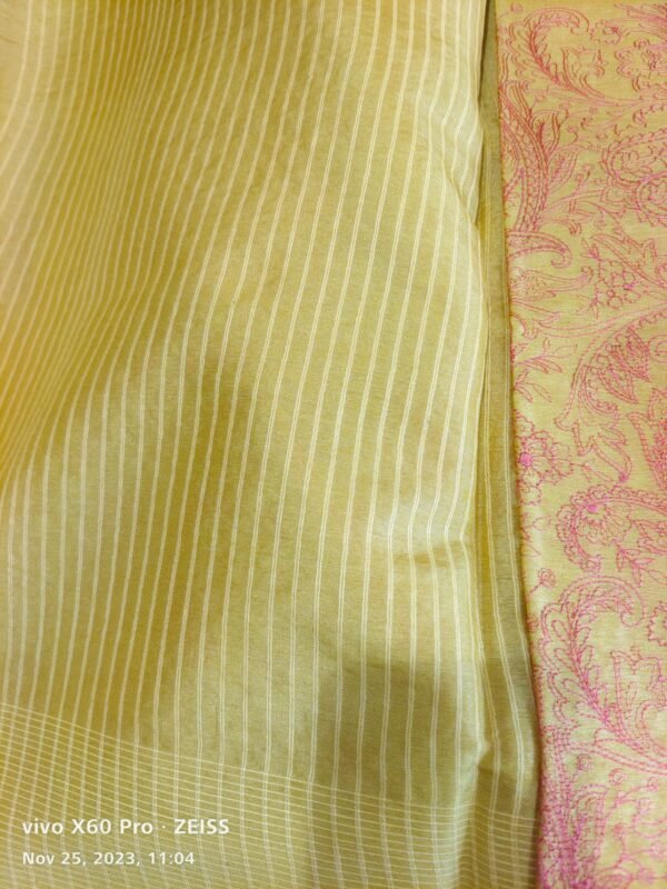 Yellow Banarasi Tussar Saree - Image 4