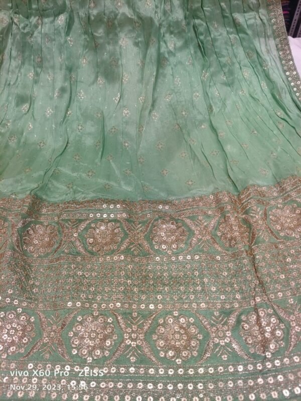 Green work party wear anarkali suit - Image 3