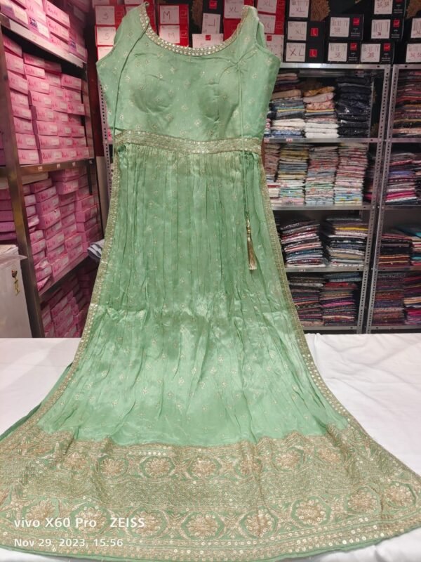 Green work party wear anarkali suit