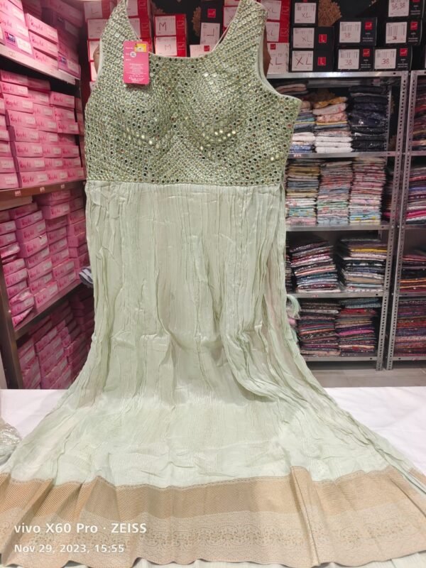 Light Green work party wear anarkali suit