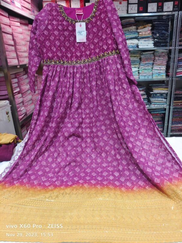 Purple work party wear anarkali suit