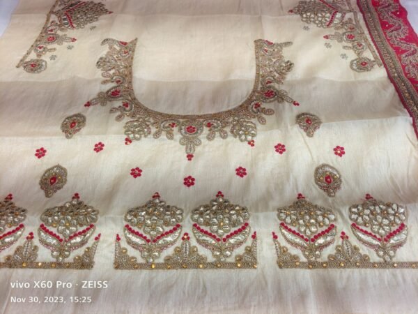 White Party Wear Semi Stitched Lehenga Set - Image 3