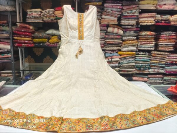 Cream work party wear anarkali suit