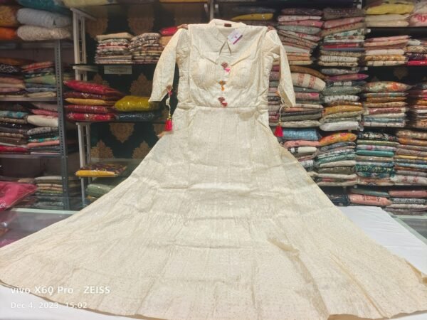 Cream work party wear anarkali suit