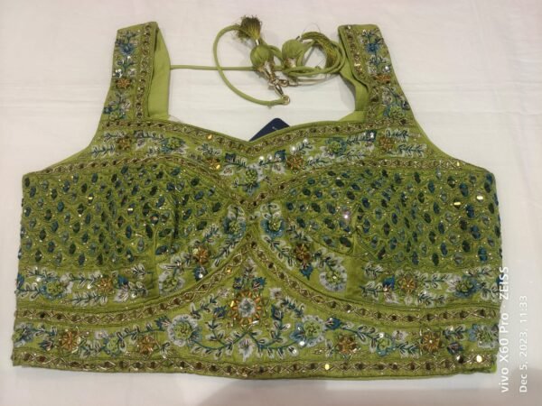Green and Blue Party Wear Lehenga Set - Image 3