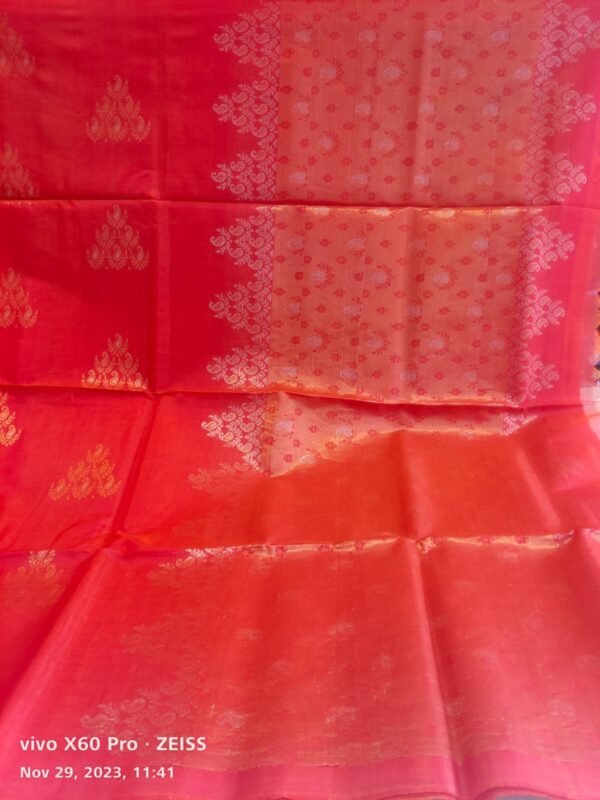 Red Coimbatore Sico Saree - Image 2