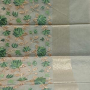 Green Banarasi Woven Kora Silk Saree