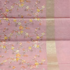 Light Pink Handloom Kora Banarasi Saree