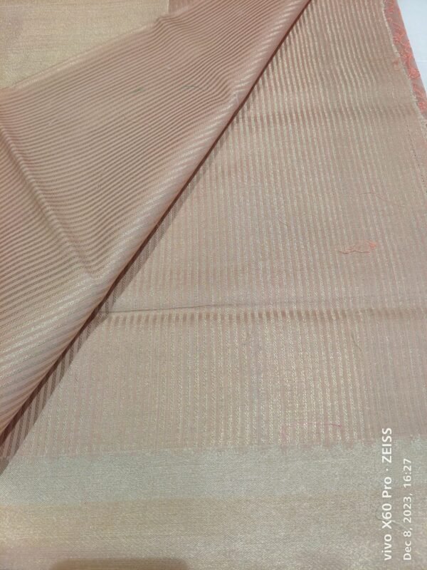 Light Peach Banarasi Woven Kora Silk Saree - Image 3