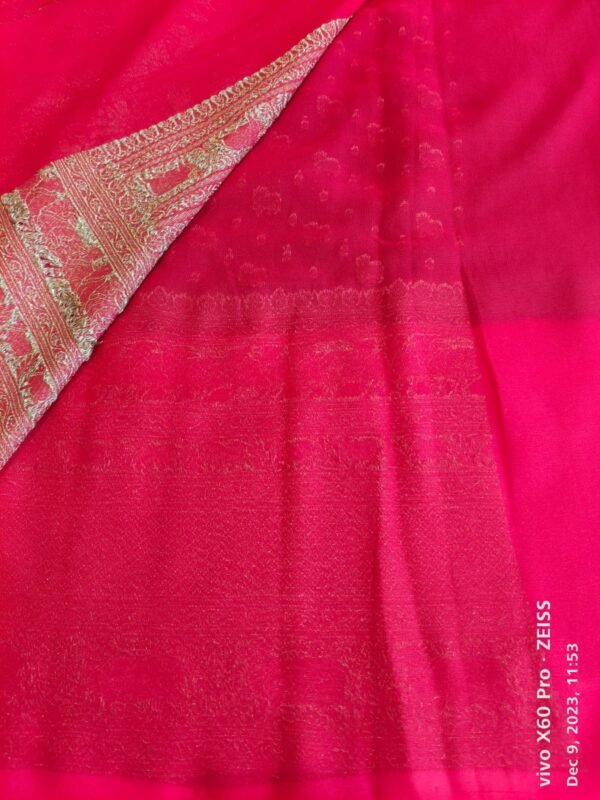 Green Banarasi Georgette Silk Saree - Image 3