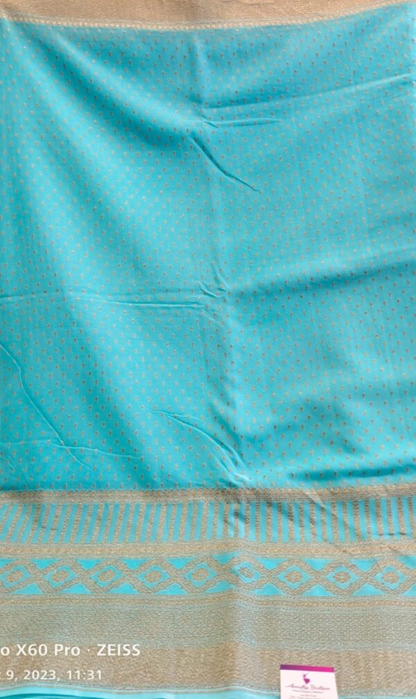 Blue Banarasi Georgette Silk Saree - Image 2