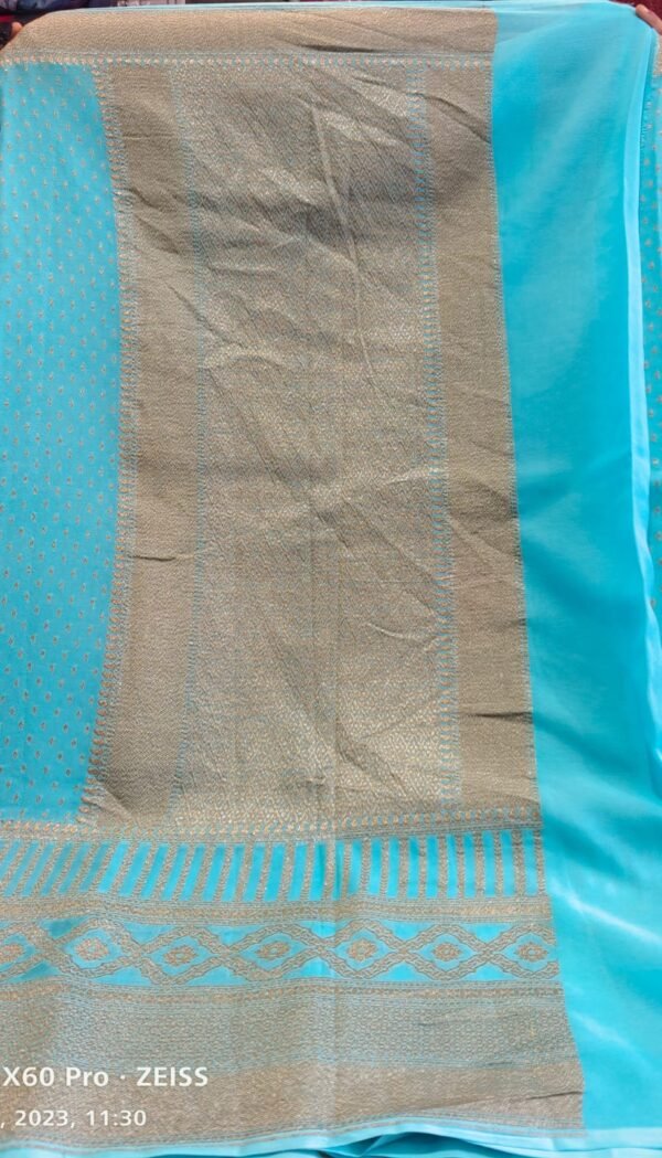 Blue Banarasi Georgette Silk Saree