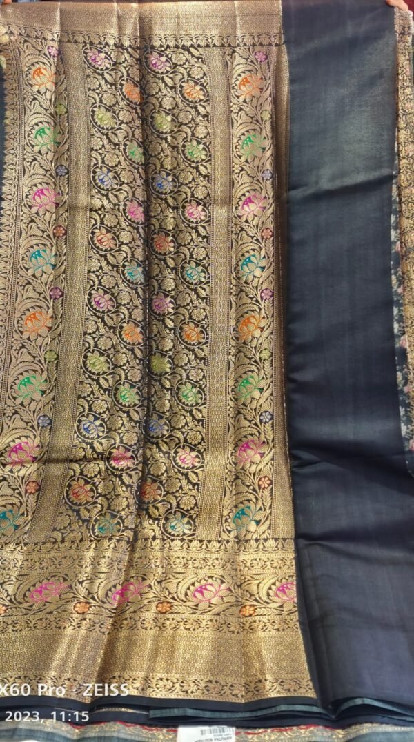 Black Pure Chiniya Silk Banarasi Saree