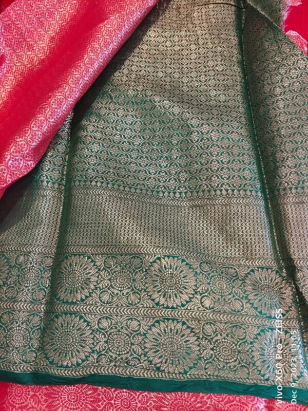 Pink Pure Chiniya Silk Banarasi Saree - Image 3