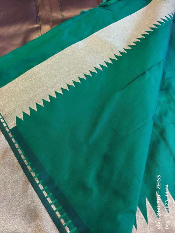 Green Semi Paithani Silk Saree - Image 3