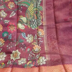 Marron Chanderi Silk Cotton Saree