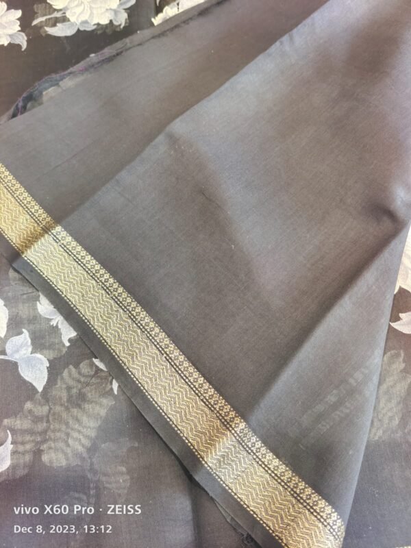 Black Chanderi Silk Cotton Saree - Image 2