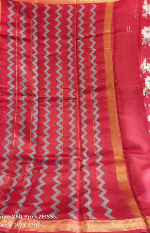 Red Chanderi Silk Cotton Saree