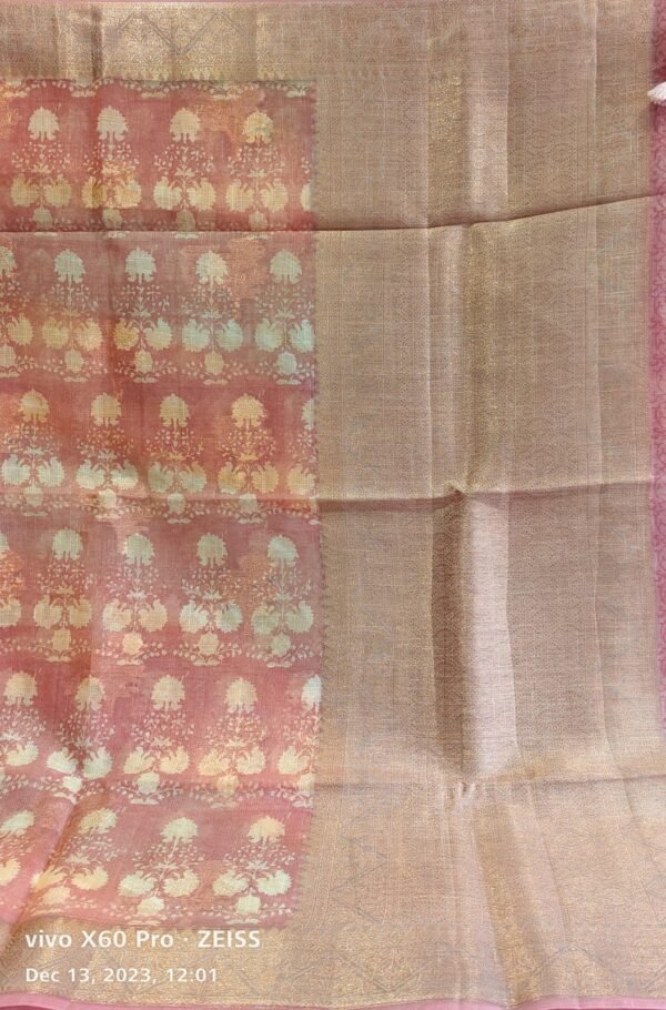 Coral Pink Fancy Saree - Image 2