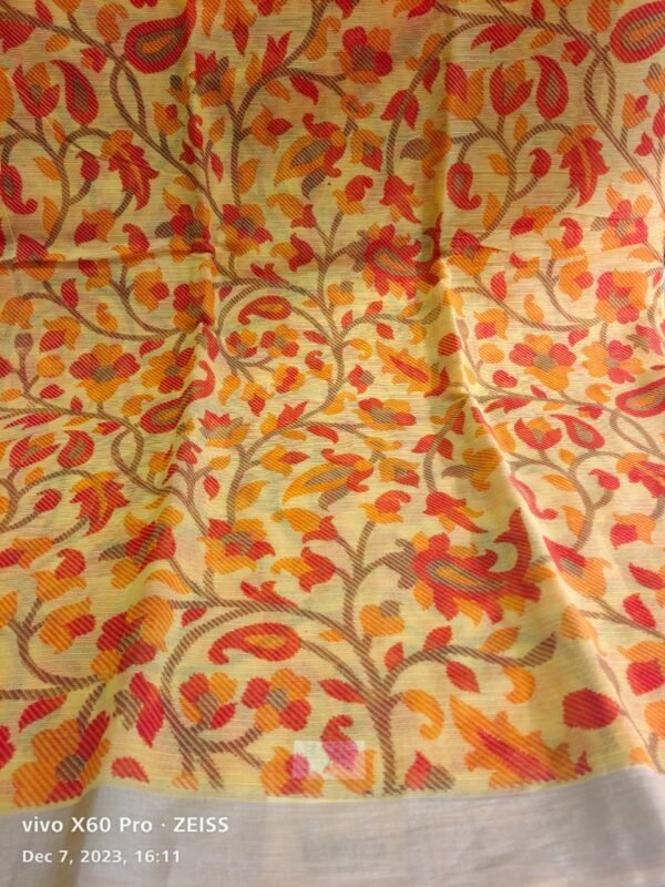 Yellow Supernet Saree - Image 4