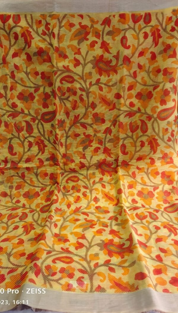 Yellow Supernet Saree - Image 2