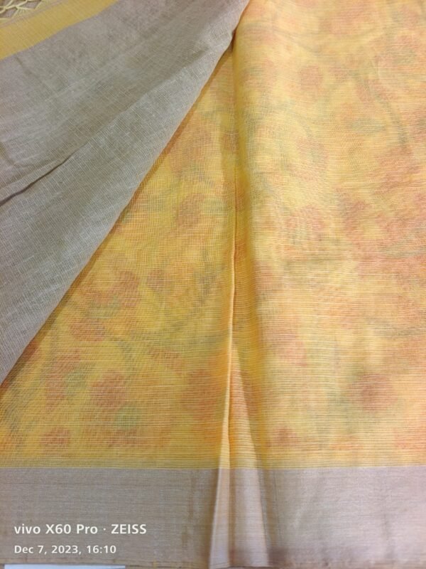 Yellow Supernet Saree - Image 3
