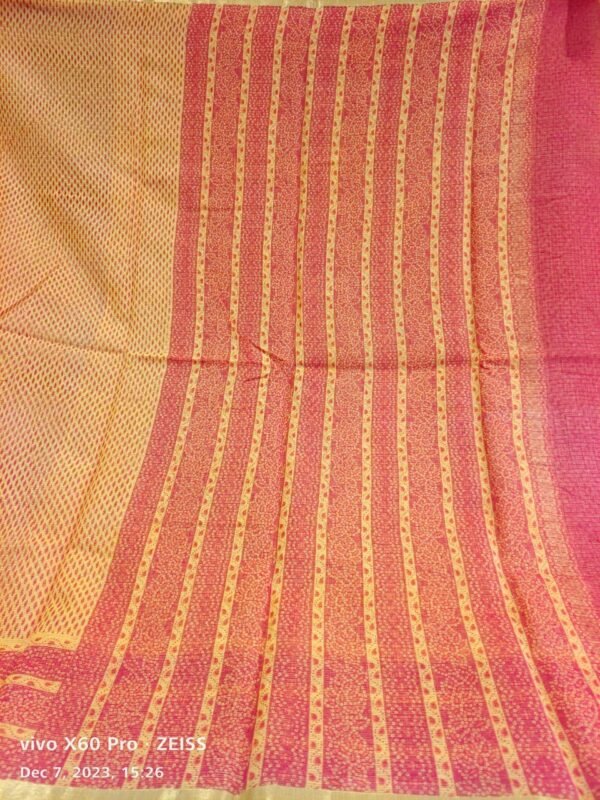 Yellow and Red Supernet Saree - Image 2