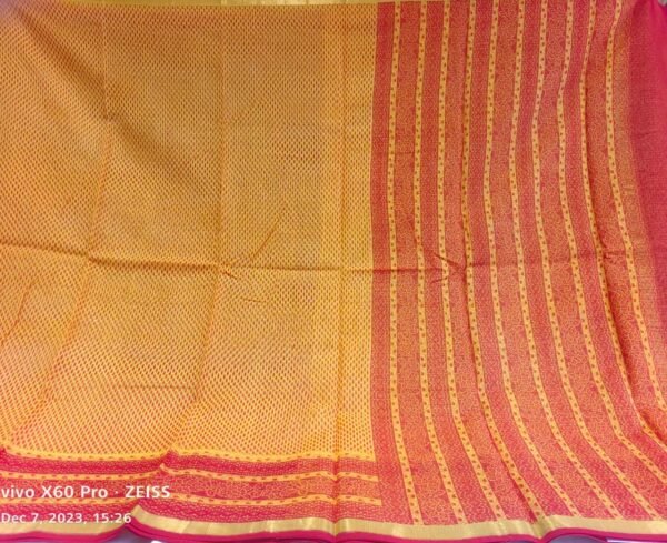 Yellow and Red Supernet Saree